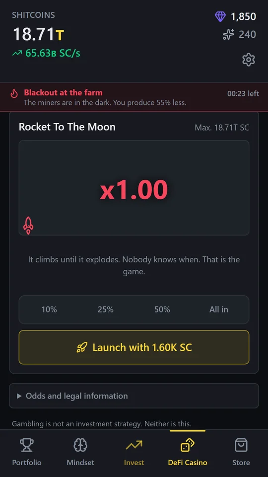 Idle Cryptobro: Rocket To The Moon multiplier minigame